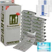 TravelJohn Resealable Disposable Urinal for All Genders, Adults, and Children 18 Pack Designed for Emergencies, Travel, Camping, Long Car Rides and more - 28oz/800ml capacity TJ1N-C