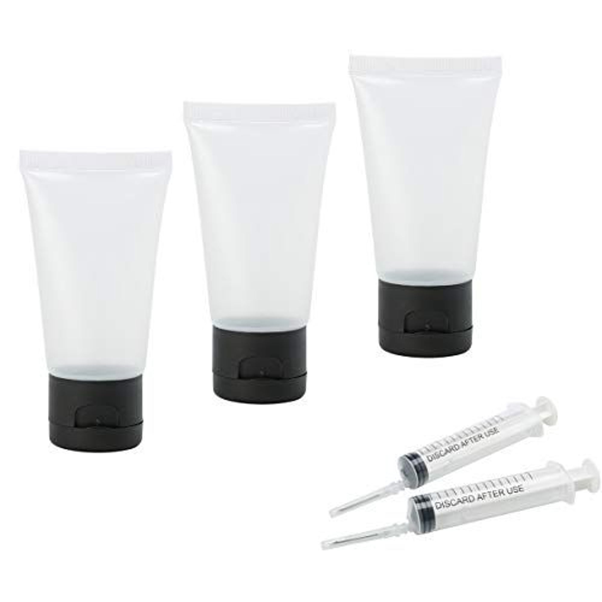 TravelWell 50 Count Bulk Clear Plastic Bottles with Black Flip Cap ...
