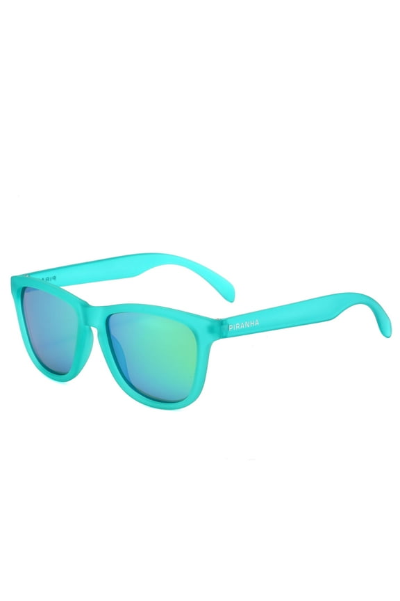 Eyewear Traveler Neon Teal Unisex Sunglasses with Polarized Blue Mirror Lenses