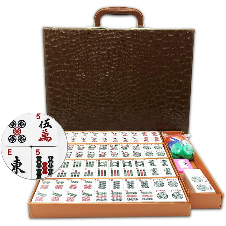 Mini Mahjong,Mala Madeira Azulejos Mah Jongg - Jogo versão chinesa  tradicional, material acrílico portátil Mah-Jong para lazer em