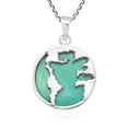thumbnail image 1 of Traveler World Map Mother Earth Green Turquoise Sterling Silver Necklace, 1 of 6