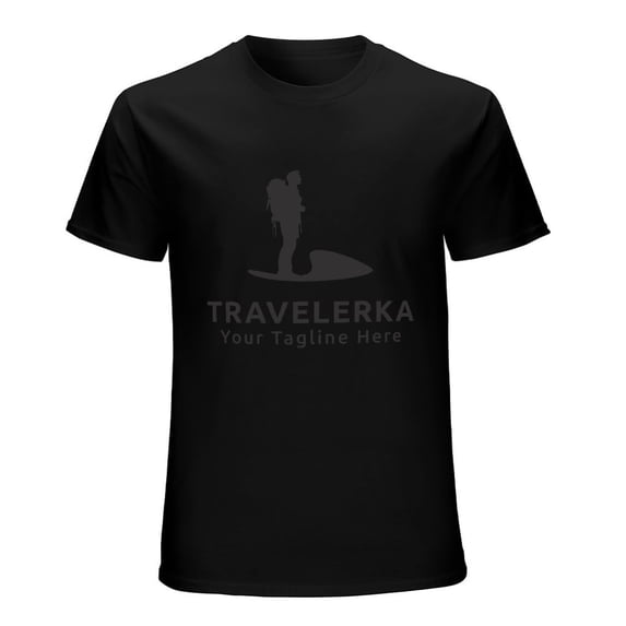 Travelerka Your Tagline Here Vintage T-shirt Mens Cotton Classic Crewneck Short Sleeve Tees Unisex Black 2XL