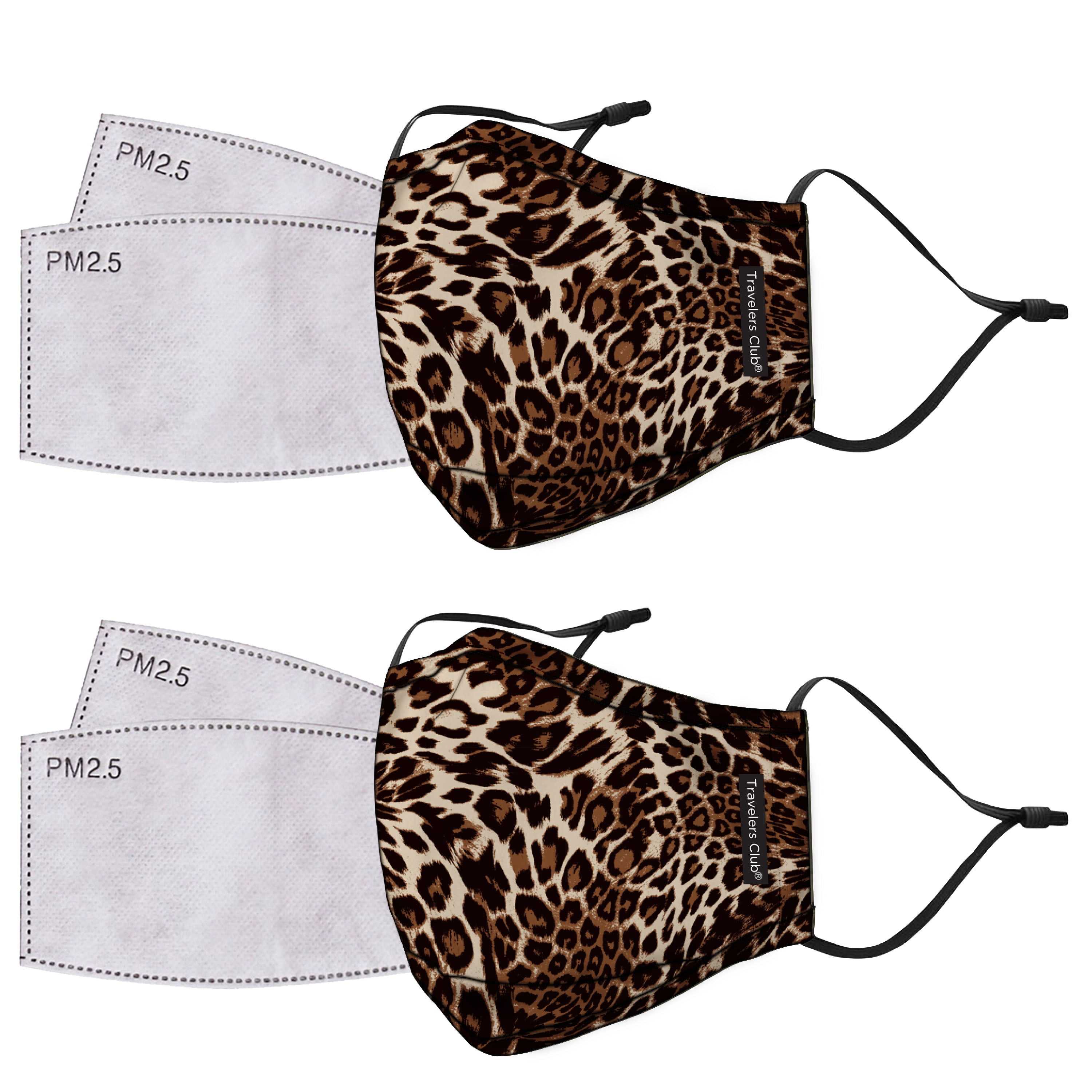Travelers Club 2 6" Re-Usable 6-inch Fashion Masks with 4 Replacement Filters for Ages 8 to 80