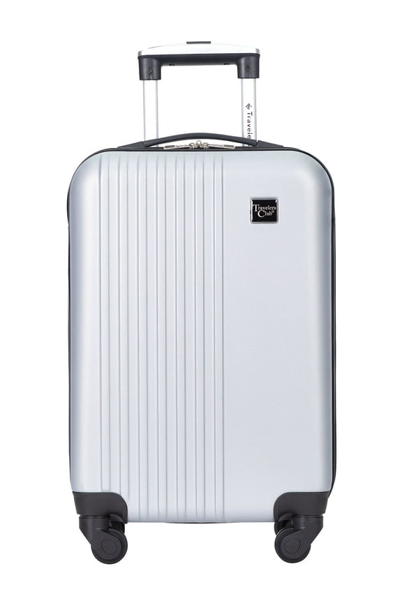 Hard Side 20-inch Spinner Rolling Carry-on Luggage, Silver