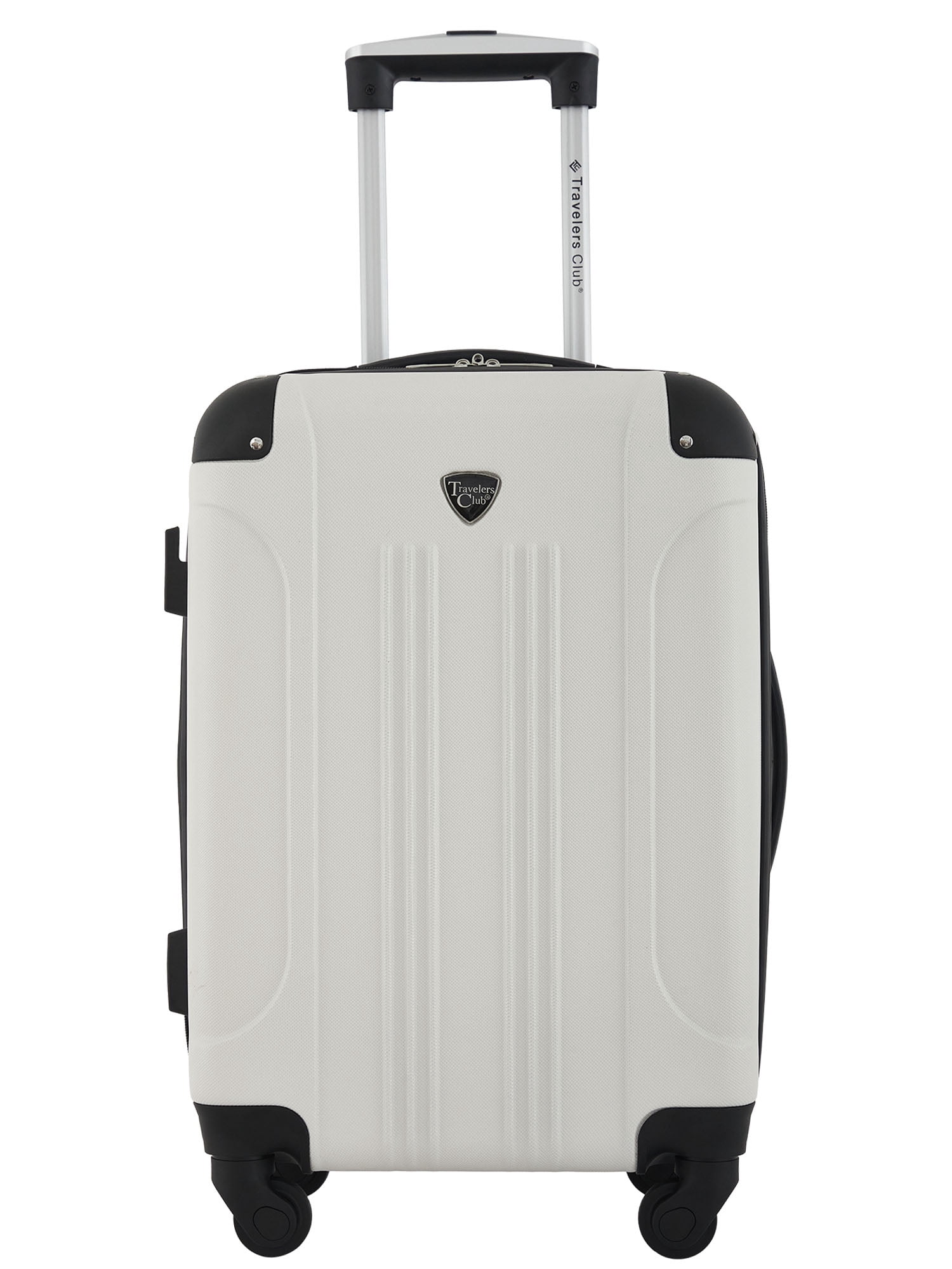 Travelers Club 20" Expandable Hard Side Spinner Rolling Carry-on Luggage, Moonbeam White