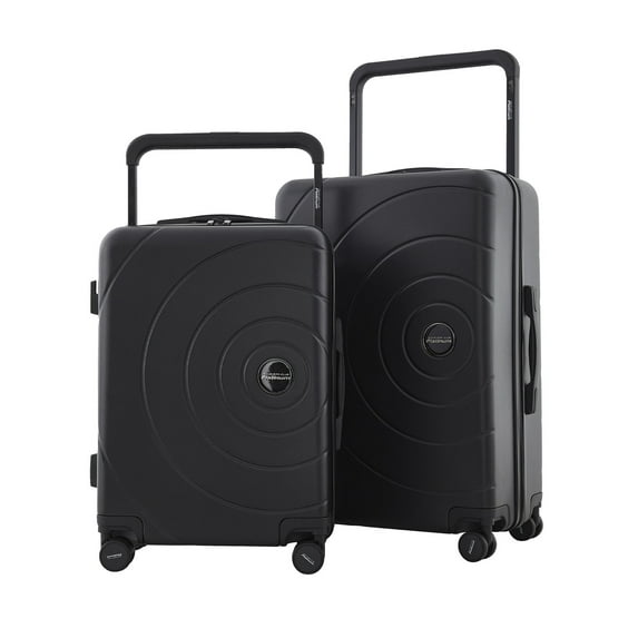 Travelers Club 2pc Rolling Hard Case Travel Luggage Set with Extra Wide Telescopic Handle , Black