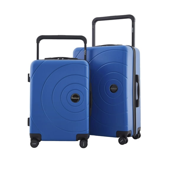Travelers Club 2pc Rolling Hard Case Travel Luggage Set with Extra Wide Telescopic Handle , Blue