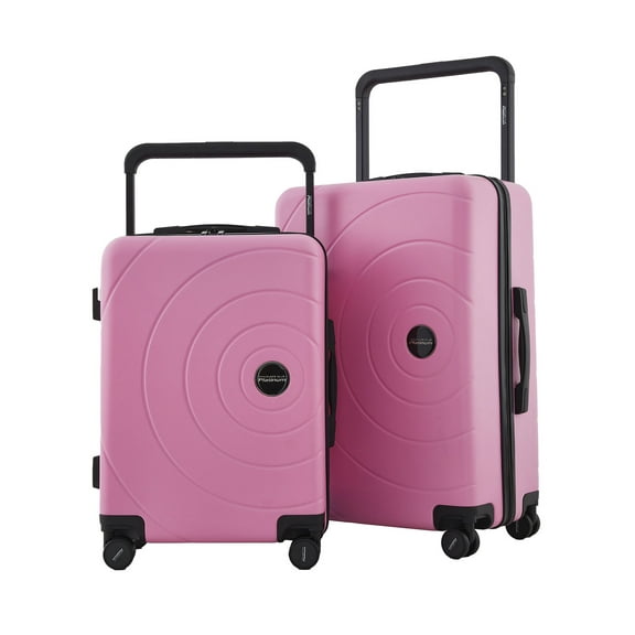 Travelers Club 2pc Rolling Hard Case Travel Luggage Set with Extra Wide Telescopic Handle , Blush