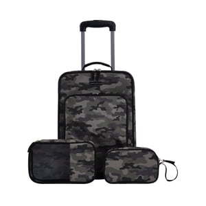 Set de equipaje de viaje con ruedas Travelers Club 3 piezas para niños y junior, camuflaje