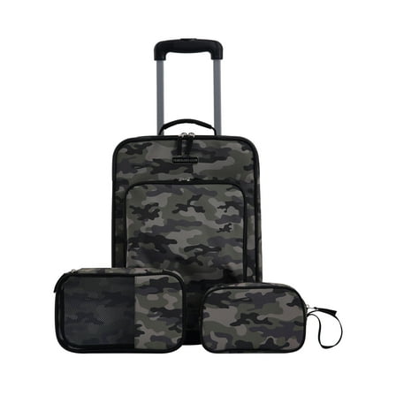 Travelers Club 3 Piece Kid's and Junior Rolling Travel Luggage Set, Camo