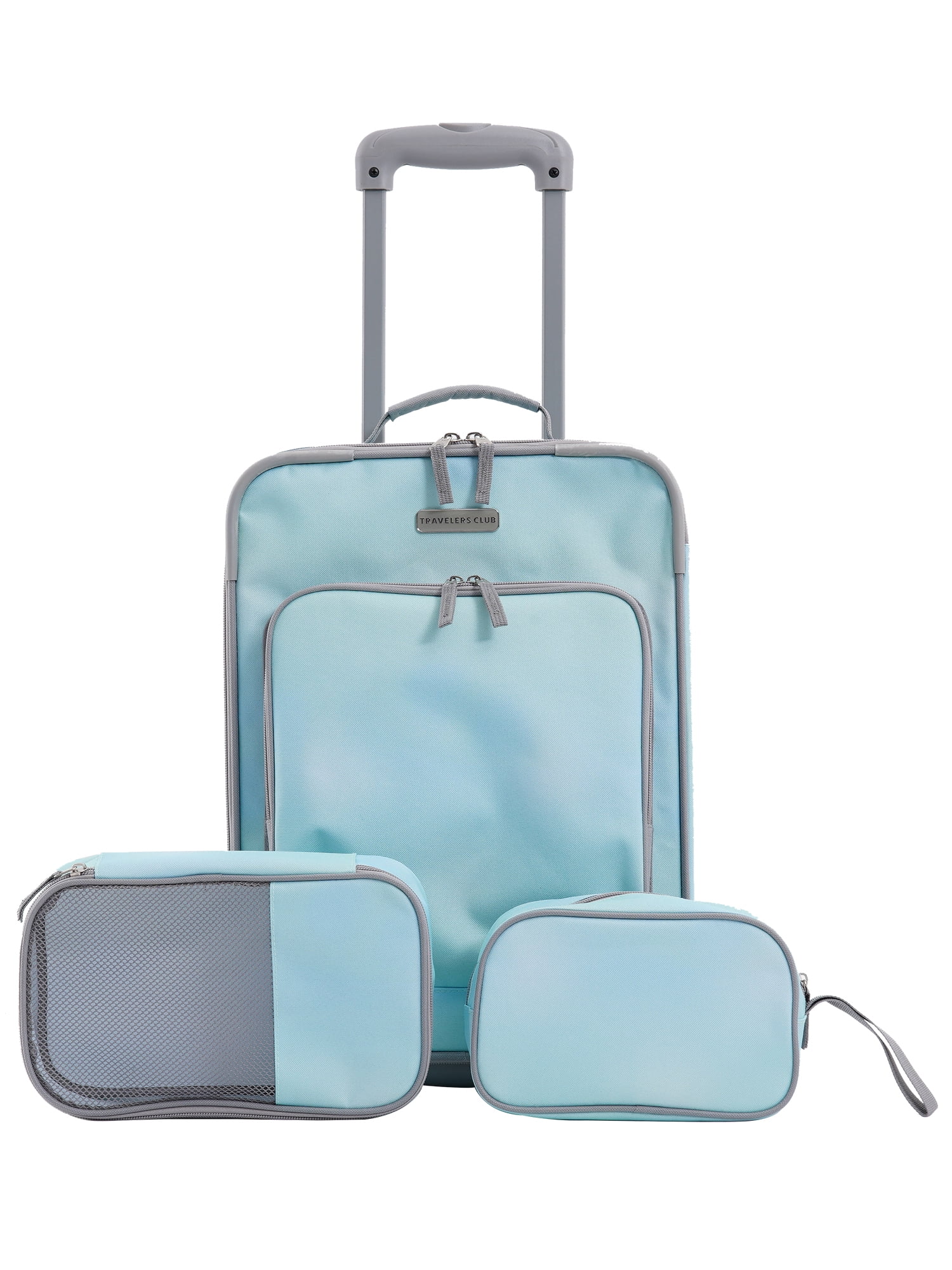 Travelers Club 3-Piece Soft Side Kid's and Junior Rolling Carry-on Luggage Set, Blue Omni