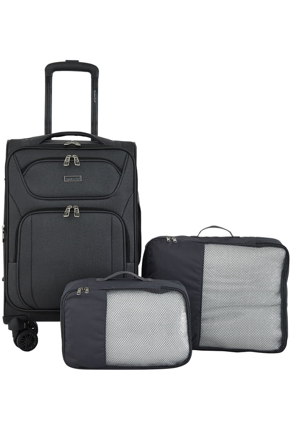 3-Piece Rolling Soft Side Travel Luggage Set - Forged Iron Gray