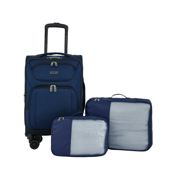 Travelers Club 3-Piece Rolling Soft Side Travel Luggage Set - Navy Blue Peony