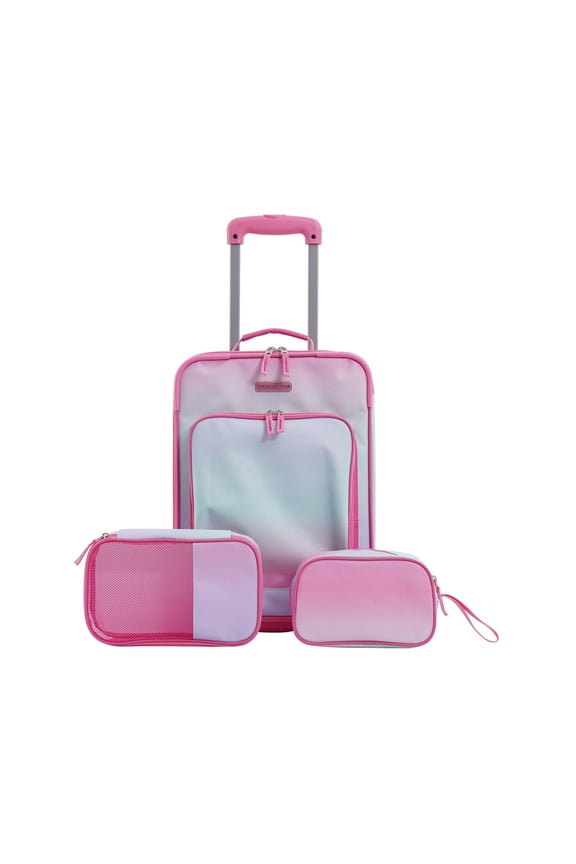 3 Piece Soft-Side Junior Kid's Travel Luggage Set, Pink Omni