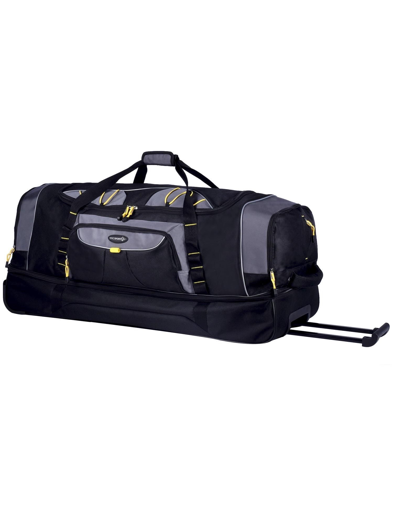 36 Inch 2-Section Drop-Bottom Rolling Duffel in Black
