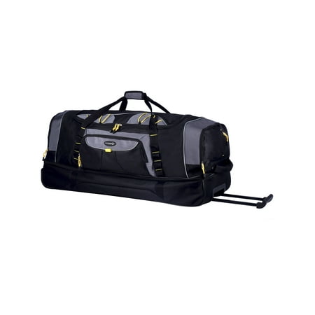 Travelers Club 36 Inch 2-Section Drop-Bottom Rolling Duffel in Black