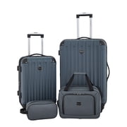 4-Piece Hard Side Luggage Set with Spinner Wheels - Dark Slate Gray