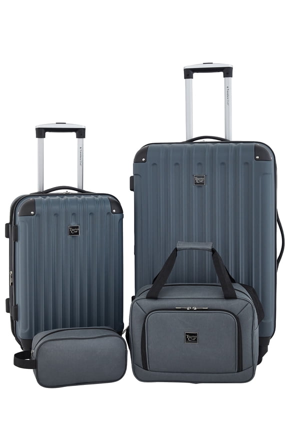 4-Piece Hard Side Luggage Set with Spinner Wheels - Dark Slate Gray
