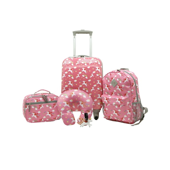 Travelers Club 5-Pc Kids Luggage Set With 360° 4-Wheel Spinner System, Unicorn