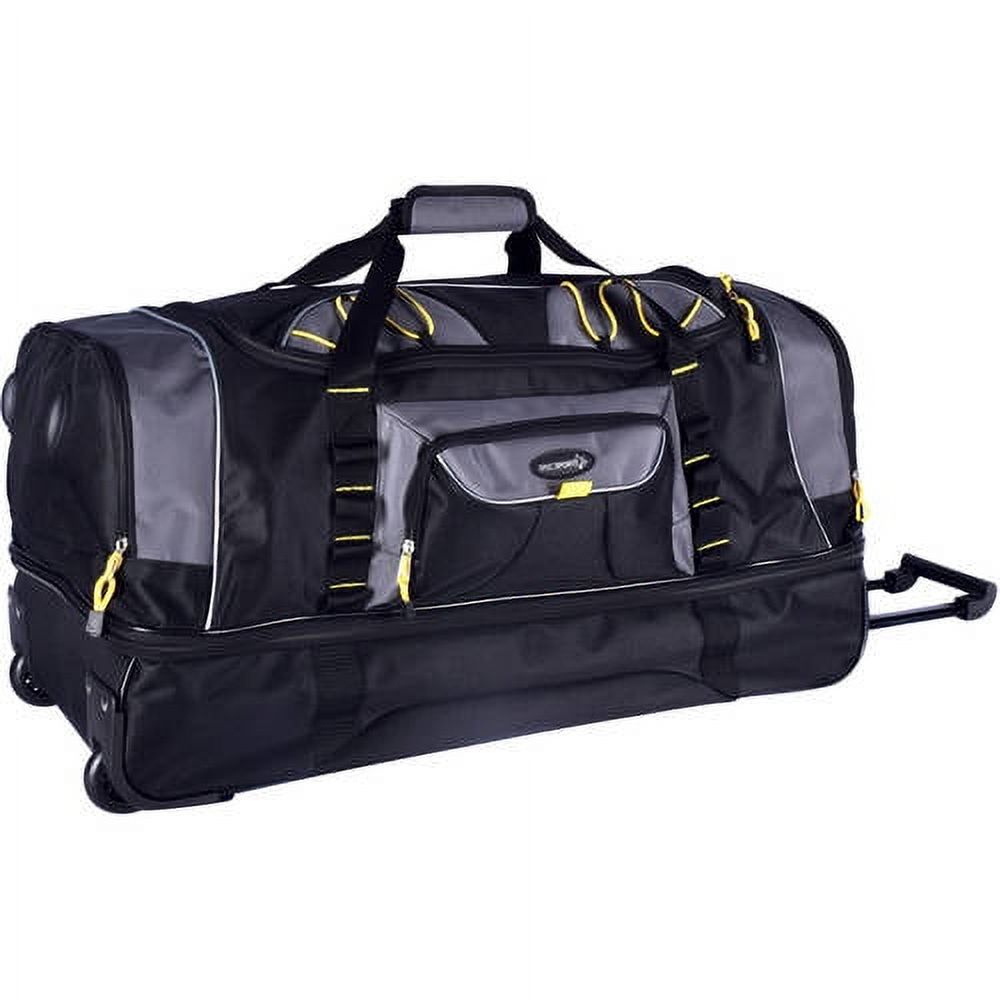Travelers Club Adventurer 30" 2-Section Drop-Bottom Rolling Duffel Travel Luggage - Black with Gray - image 1 of 8