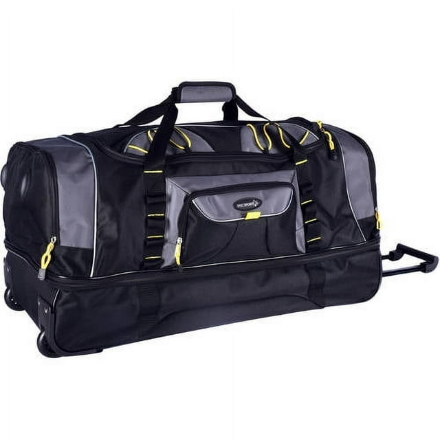 Travelers Club Adventurer 30" 2-Section Drop-Bottom Rolling Duffel Travel Luggage - Black with Gray