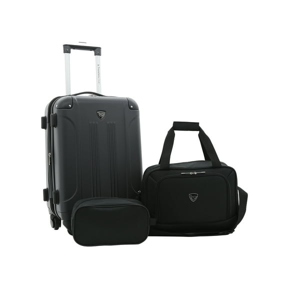 Travelers Club Chicago 3 Piece Expandable Carry-on Hardside Luggage Set, Black