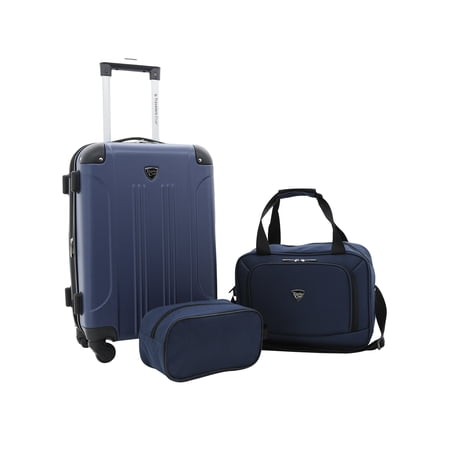 Travelers Club Chicago 3 Piece Expandable Carry-on Hardside Luggage Set, Navy