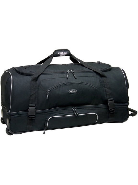 Large 36" Drop-Bottom Rolling Duffel with Telescopic Handle - Black