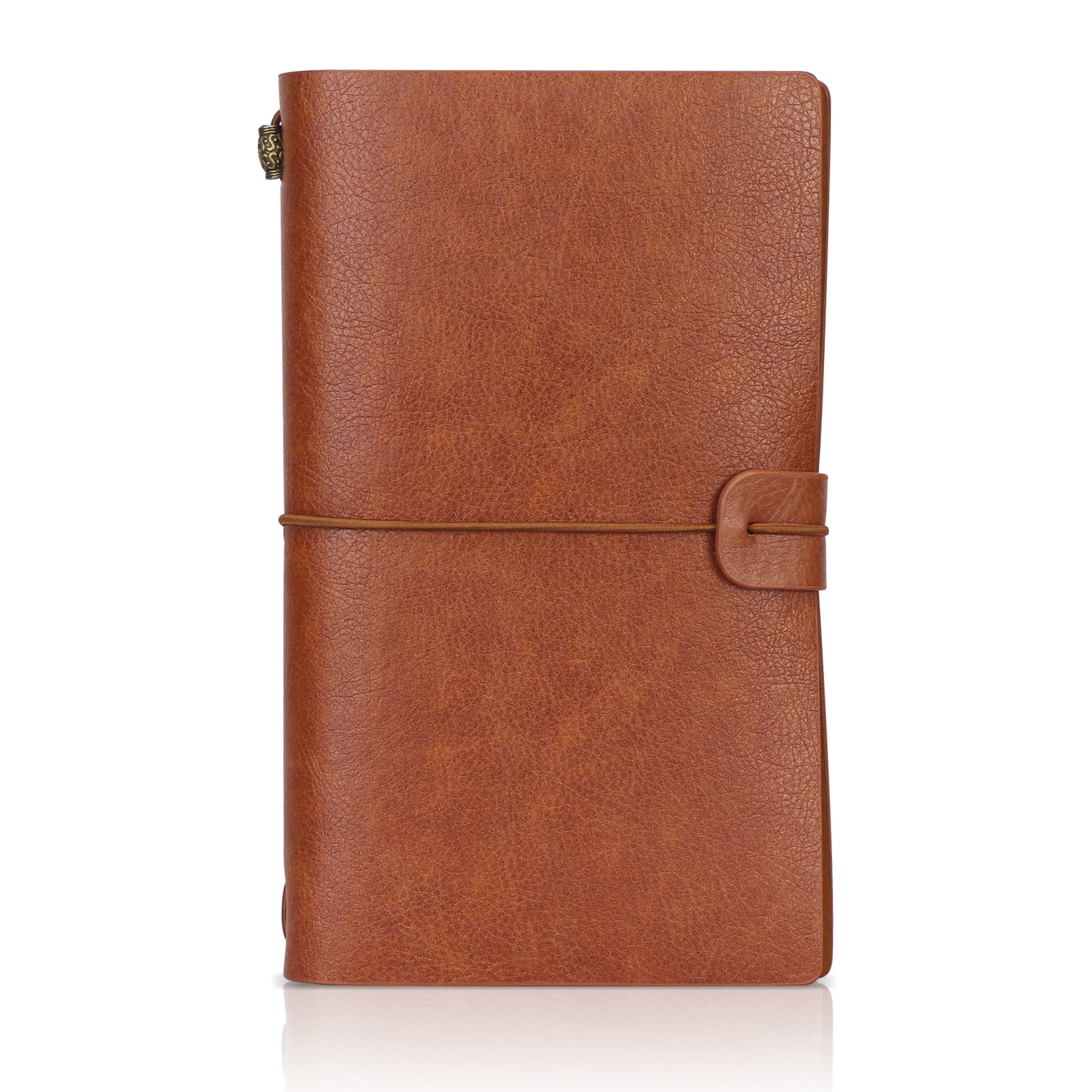 Travelers Journal Notebook,Leather A6 Pocket Notebook Refillable Inserts Vintage Writing Travel Diary Planner with PVC Pockets and Lined Blank Paper,Brown