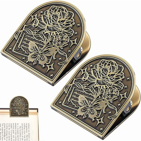 Travelers Note Book Clips Journal Clip Alloy Metal Vintage Flowers Butterflies Bronze Paper Clamp Page Binder Page Holder for TN Travelers Art Journaling Reading Decoration Accessory