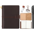 thumbnail image 1 of Travelers Refillable Leather Journal Notebook Travel Diary Handmade Passport Travelers Journal for Men and Women with 3 Notebook Inserts, Pen Holder, Binder Clip(Dark Brown,Passport Size), 1 of 3