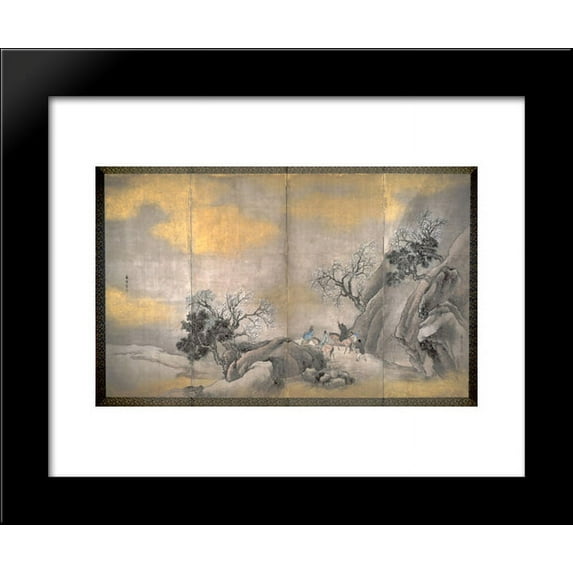 Travelers on Horseback on a Mountain in Spring 20x24 Framed Art Print by Yosa Buson
