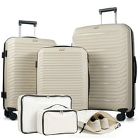 3-Piece Travelhouse Hardshell Spinner Luggage Set with 2 Packing Cubes (White)