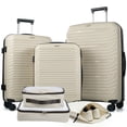 thumbnail image 1 of Travelhouse 3 Piece Hardshell Luggage Set Hardside Lightweight Suitcase with Lock Spinner Wheels and 2 Packing Cubes.(White), 1 of 7