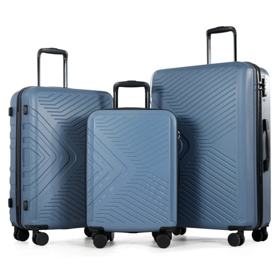 Travelhouse 3 Piece Hardshell Luggage Set Hardside Lightweight Suitcase with TSA Lock Spinner Wheels 20in24in28in.(Blue)