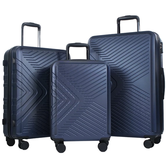 Travelhouse 3 Piece Hardshell Luggage Set Hardside Lightweight Suitcase with TSA Lock Spinner Wheels 20in24in28in.(Navy Blue)