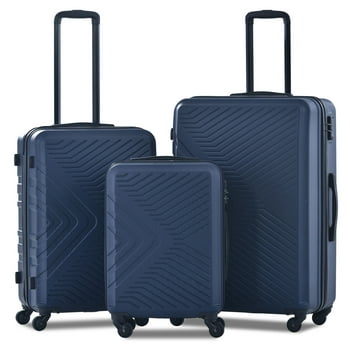 Travelhouse 3 Piece Hardshell Luggage Set Hardside Lightweight Suitcase with TSA Lock Spinner Wheels 20in24in28in.(Navy Blue)