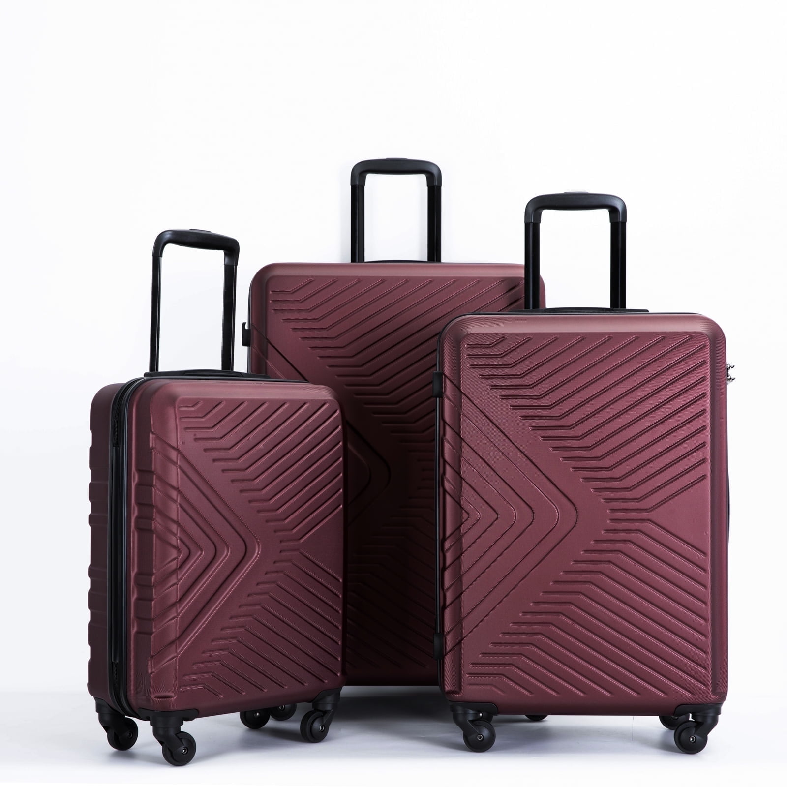 Travelhouse 3 Piece Hardshell Luggage Set Hardside Lightweight Suitcase with TSA Lock Spinner Wheels 20in24in28in.(Red)