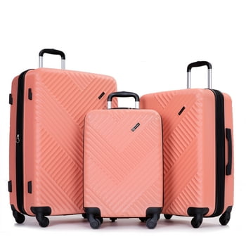 Travelhouse 3 Piece Hardside Luggage Set Expandable Hardshell Lightweight Suitcase with TSA Lock Spinner Wheels 20in24in28in.(Pink)