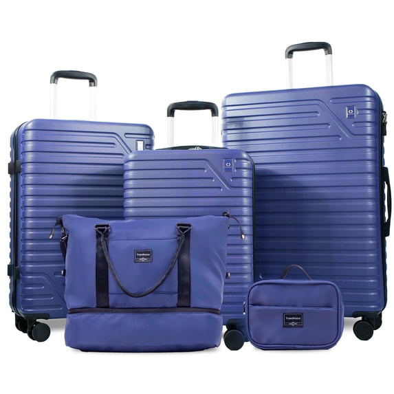 Travelhouse 5-Piece Hardside Luggage Set Hardshell Spinner Suitcase with TSA Lock, Lightweight & Includes Duffel Bag, (Blue)