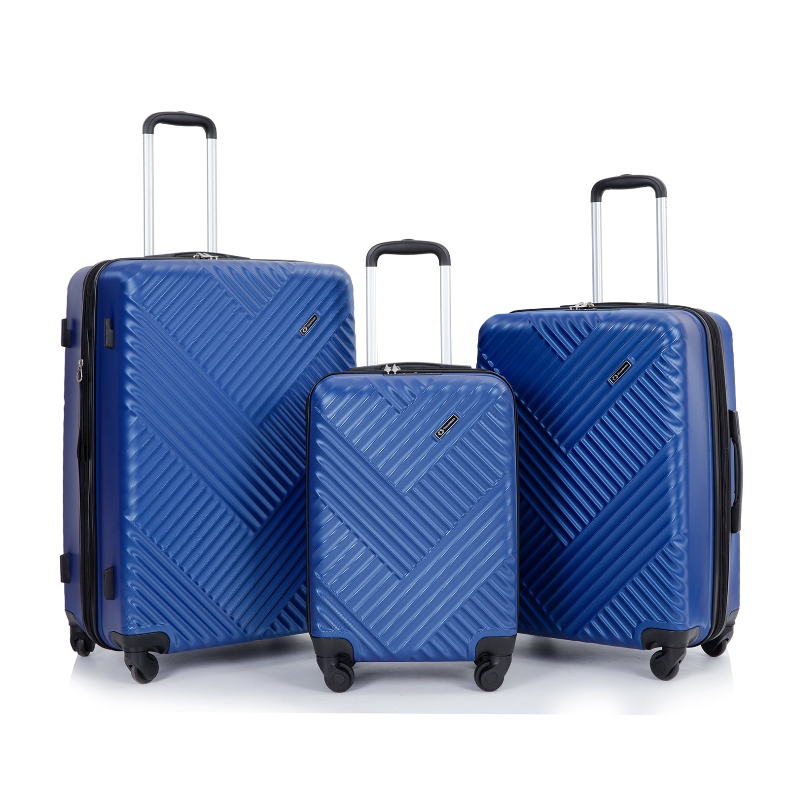 Travelhouse 3 Piece Hardside Luggage Set Hardshell Expandable Lightweight Suitcase with TSA Lock Spinner Wheels 20in, 24in, 28in (Blue)