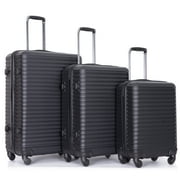 Travelhouse 3 Piece Hardside Luggage Set Hardshell Lightweight Suitcase with TSA Lock Spinner Wheels 20in24in28in.(Black)