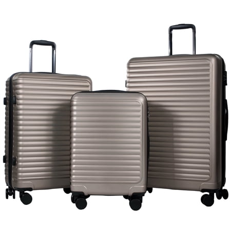 Travelhouse 3 Piece Hardside Luggage Set Hardshell Lightweight Suitcase with TSA Lock Spinner Wheels 20in24in28in.(Gold)
