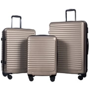 Travelhouse 3 Piece Hardside Luggage Set Hardshell Lightweight Suitcase with TSA Lock Spinner Wheels 20in24in28in.(Gold)