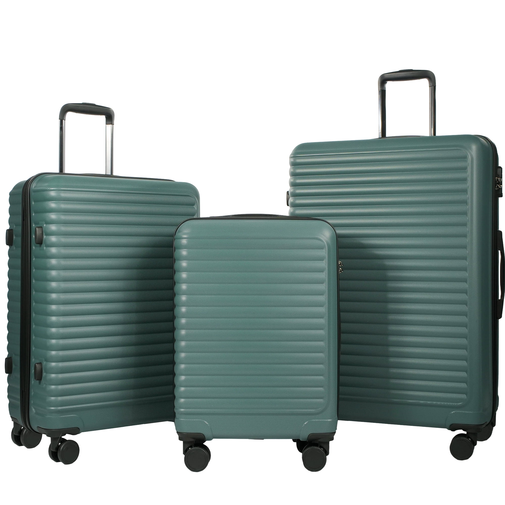Travelhouse 3 Piece Hardside Luggage Set Hardshell Lightweight Suitcase with TSA Lock Spinner Wheels 20in24in28in.(Green)
