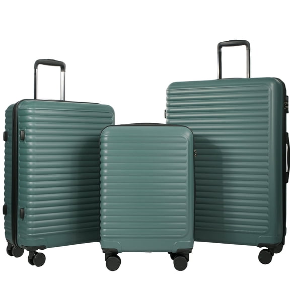 Travelhouse 3 Piece Hardside Luggage Set Hardshell Lightweight Suitcase with TSA Lock Spinner Wheels 20in24in28in.(Green)