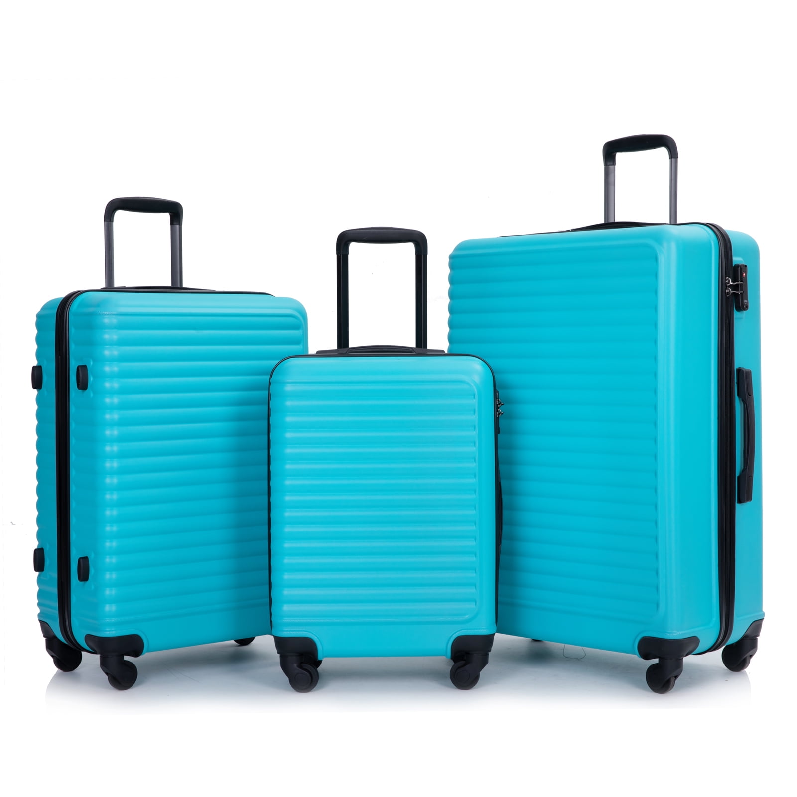 Travelhouse 3 Piece Hardside Luggage Set Hardshell Lightweight Suitcase  with TSA Lock Spinner Wheels 20in24in28in.(Light Blue) 