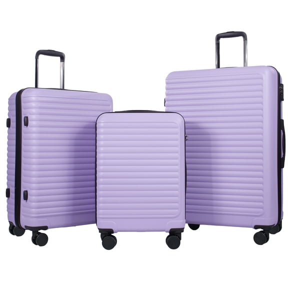 Travelhouse 3 Piece Hardside Luggage Set Hardshell Lightweight Suitcase with TSA Lock Spinner Wheels 20in24in28in.(Light Purple)