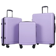 Travelhouse 3 Piece Hardside Luggage Set Hardshell Lightweight Suitcase with TSA Lock Spinner Wheels 20in24in28in.(Light Purple)