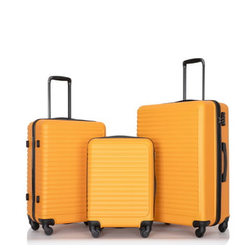 Travelhouse 3 Piece Hardside Luggage Set Hardshell Lightweight Suitcase with TSA Lock Spinner Wheels 20in24in28in.(Orange)